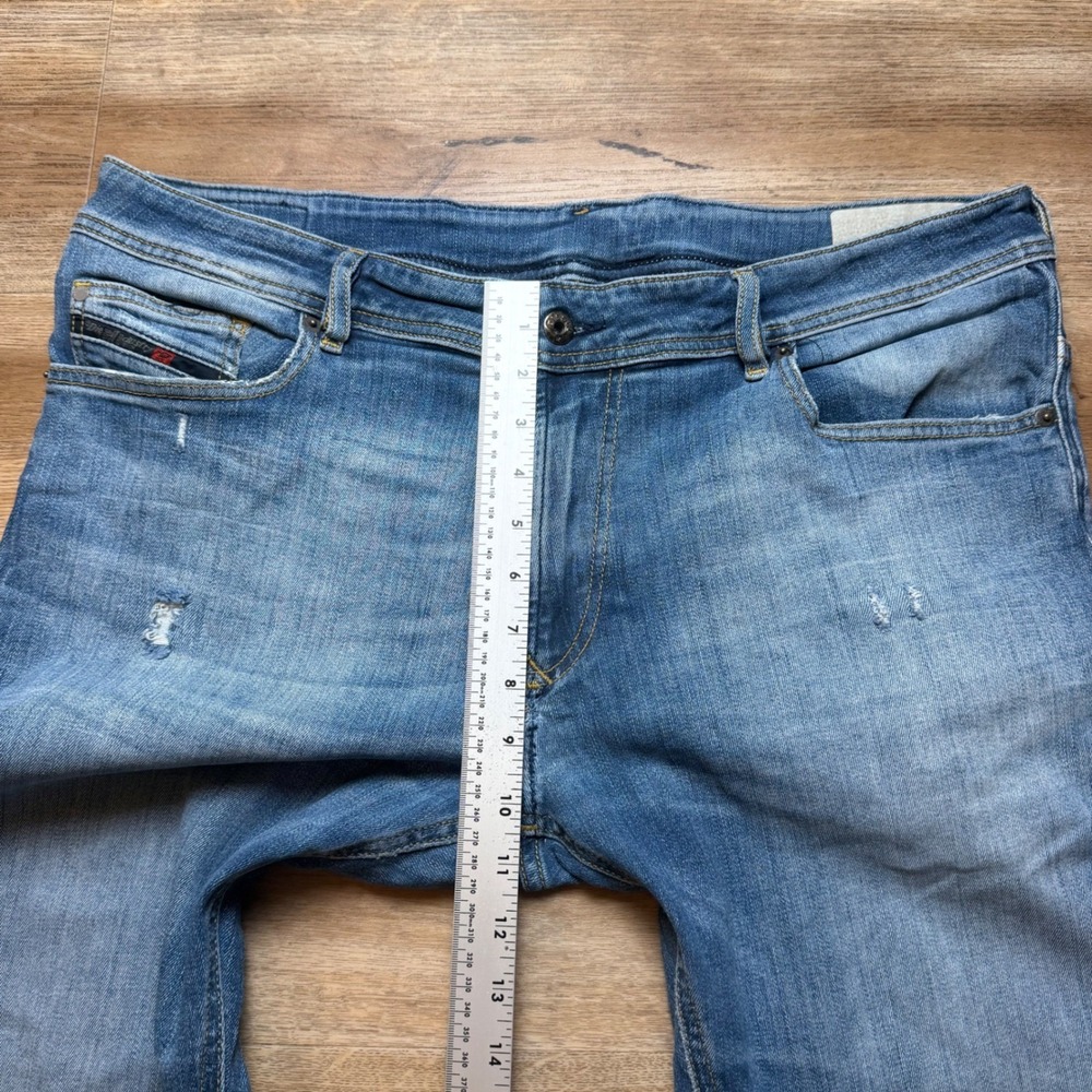 Diesel Thavar-XP Jeans Mens 38x30 Blue Slim Skinny Fit Stretch Distressed Denim - Picture 12 of 15